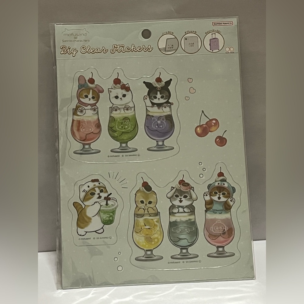Mofusand/Sanrio Family Big Clear Stickers